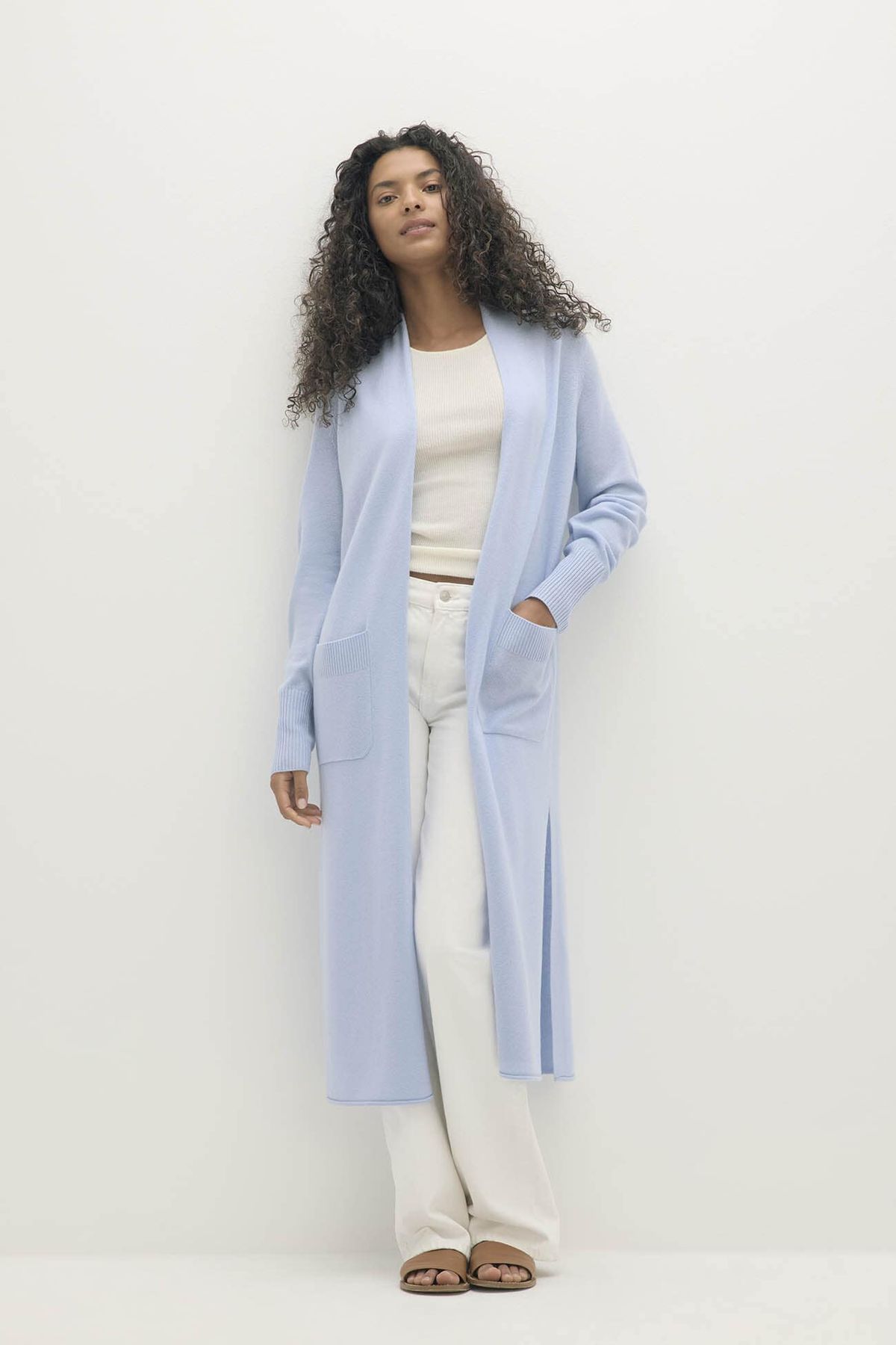 Long Line Open Front Cashmere Cardigan