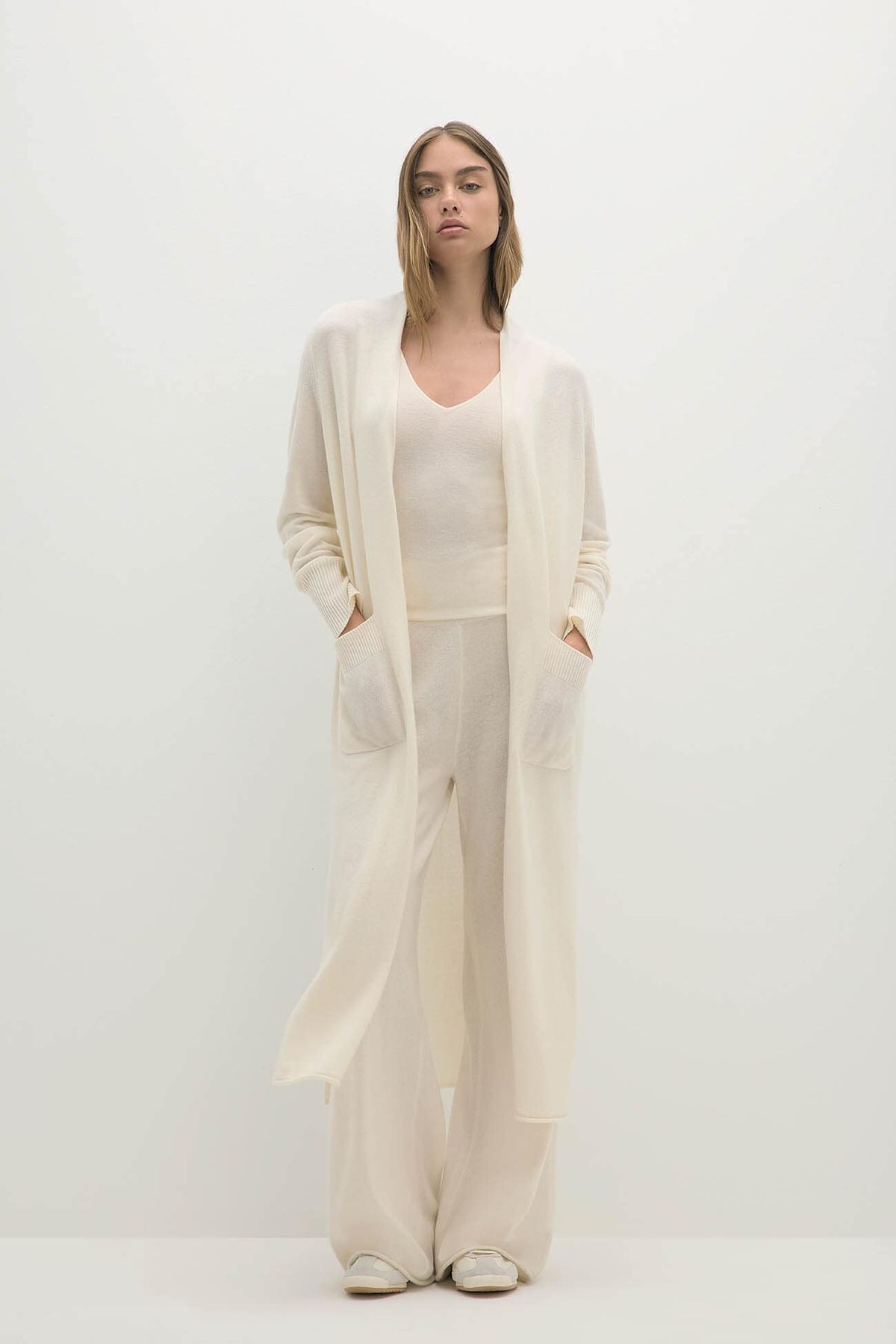 Long Line Open Front Cashmere Cardigan 2