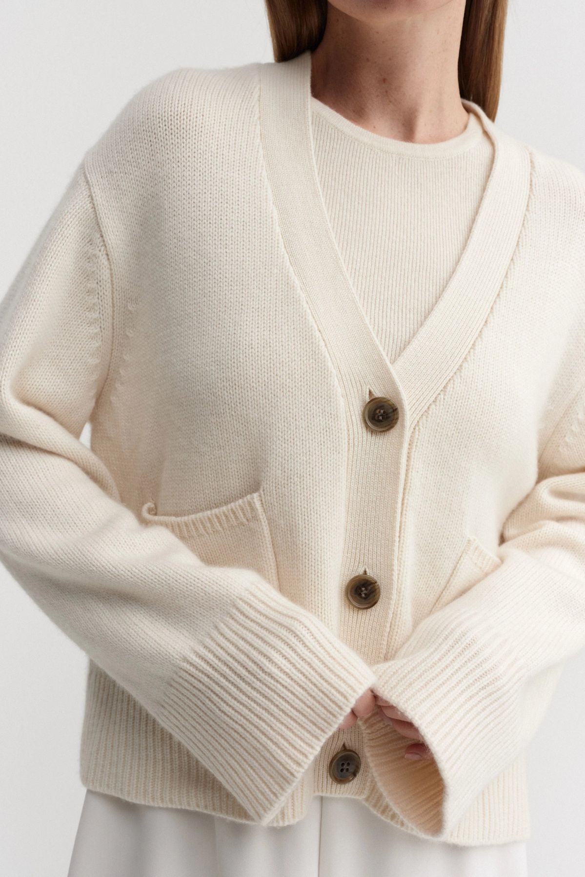 Short Button Front Cashmere Cardigan