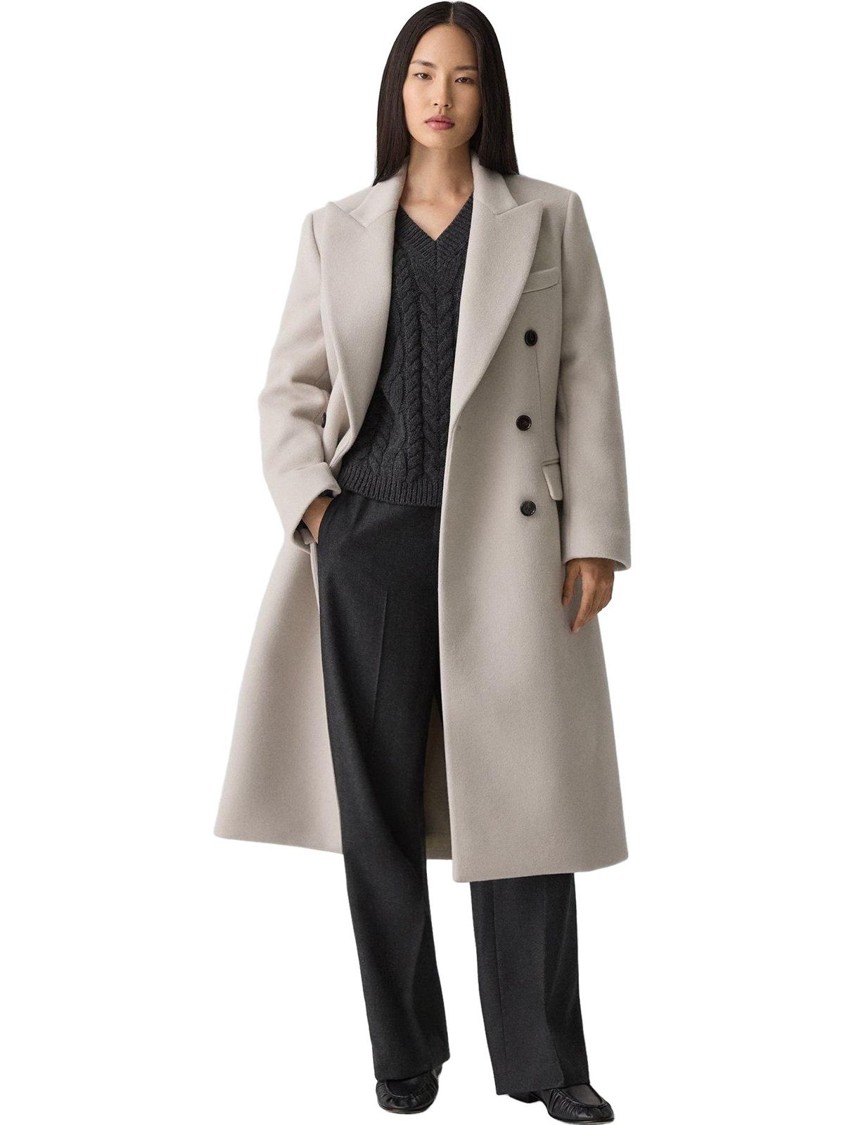 Classic Double-Breasted Cashmere Coat