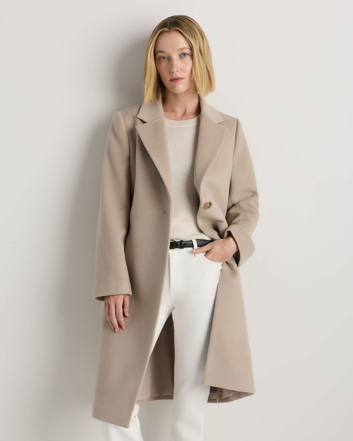 Single-Breasted Camel Cashmere Coat