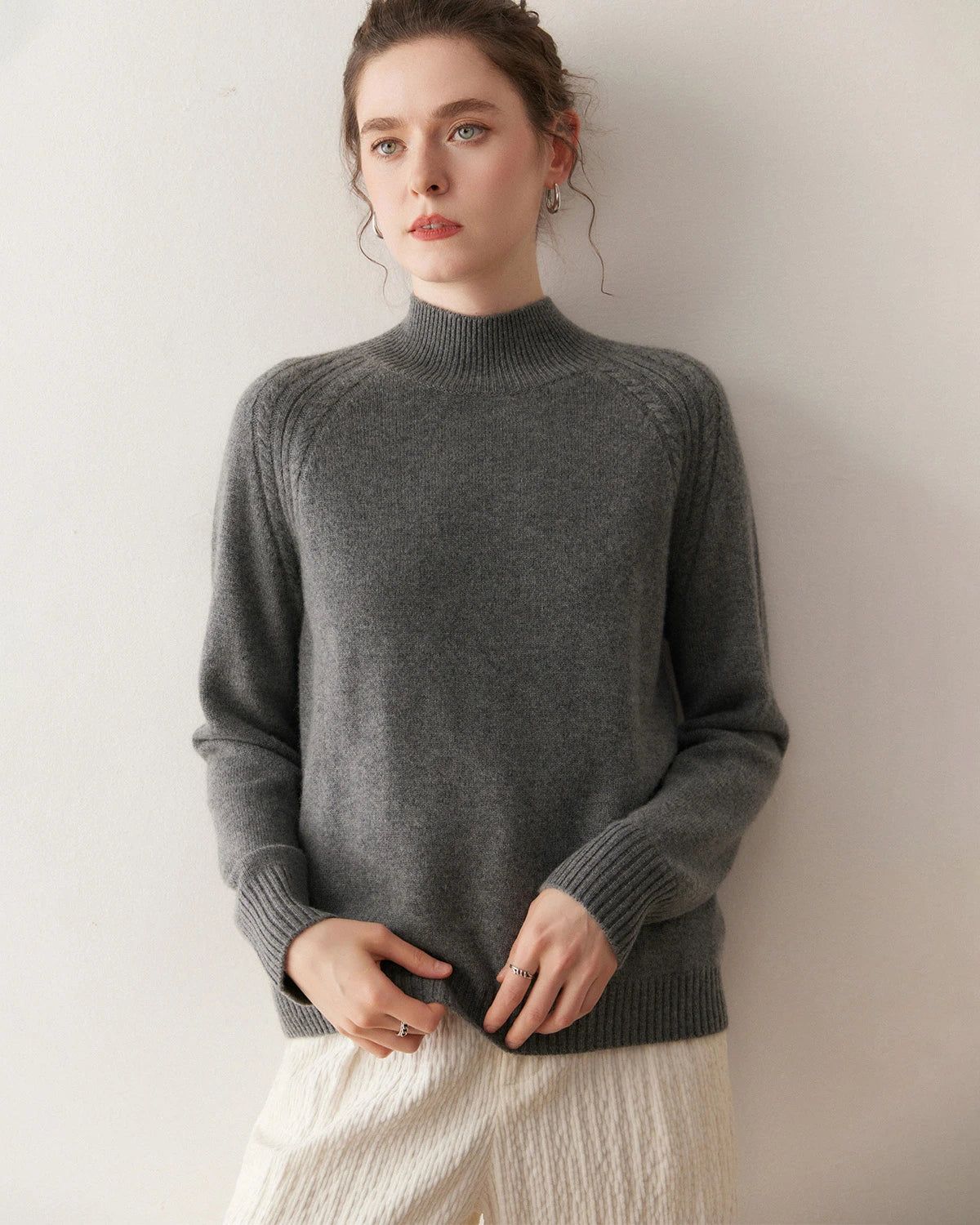 Minimalist High Neck Cashmere Pullover
