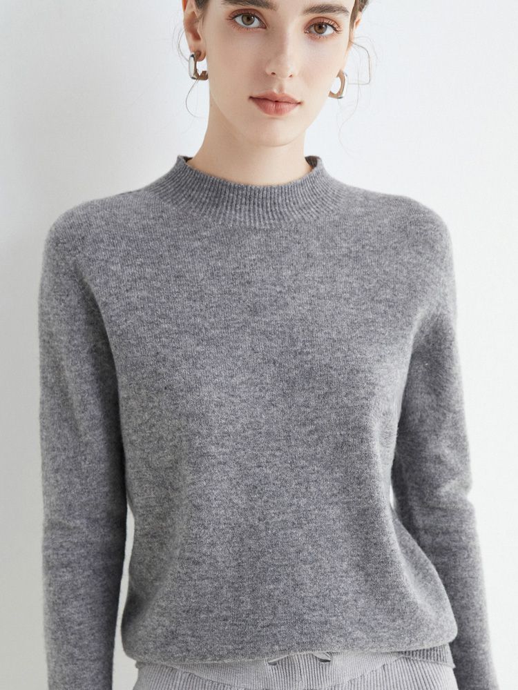 Mock Neck Cashmere Pullover